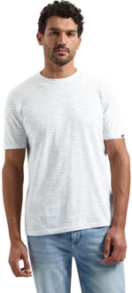 No Excess T-shirt crewneck striped blue Blauw