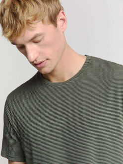 No Excess T-shirt crewneck stripes dark steel Groen - XXL
