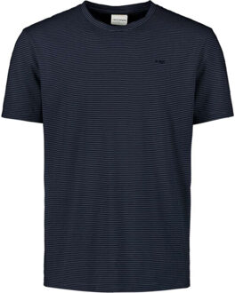 No Excess T-shirt crewneck stripes night - maat L Blauw