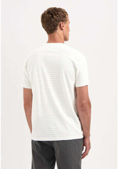 No Excess T-shirt crewneck yarn dyed pin stri offwhite Beige