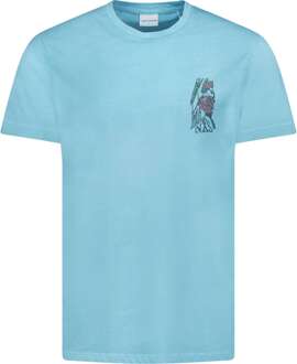 No Excess T-shirt korte mouw ronde hals met print aqua Blauw - XL