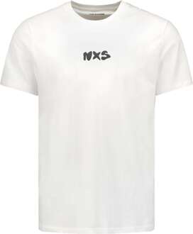 No Excess T-shirt korte mouw ronde hals met print white Wit - XL