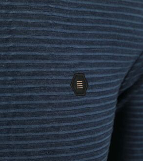 No Excess Velvet Stripes T-Shirt Navy Donkerblauw - L,XXL