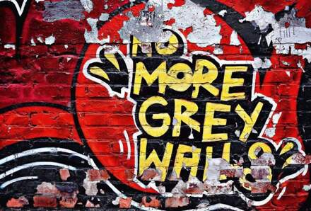 No More Grey Walls Vlies Fotobehang 384x260cm 8-banen