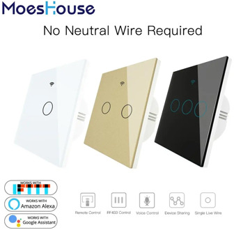 No Neutral Wire Needed WiFi RF433 Smart Wall Switch Smart Life Tuya Remote Control Single Fire Work with Alexa