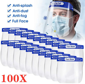 No Tax 100pcs Protective Full Face Mask Adult Kids Face Shield Head Wear Transparent Visor Work Head Eye Protect Clear Hot Sale