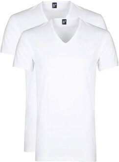 NO-V Wit Extra Diepe V-Hals Heren T-shirt 2-Pack - M