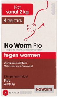 NO WORM Kat vanaf 2kg Tabletten - Wormenmiddel - 4 stuks