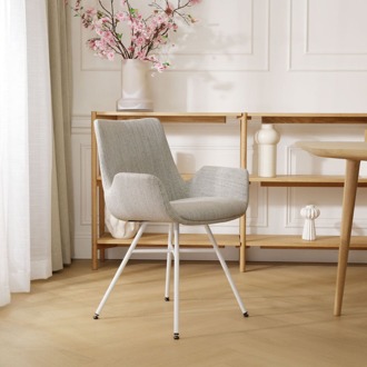 Noa-Eef eetkamerstoel beige gemêleerd - wit onderstel