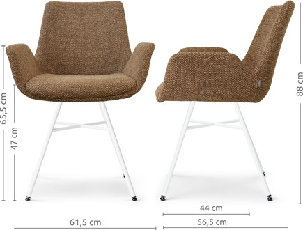 Noa-Eef eetkamerstoel bruin blend - wit onderstel