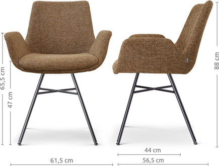 Noa-Eef eetkamerstoel bruin blend - zwart onderstel
