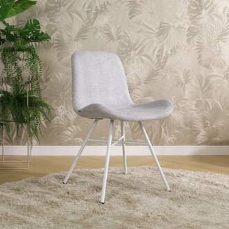 Noa-Fé eetkamerstoel lichtgrijs - wit onderstel - set van 2