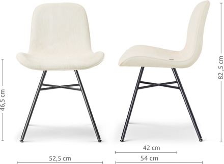 Noa-Fé eetkamerstoel rib beige - zwart onderstel