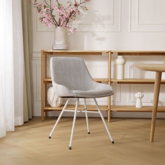 Noa-Isa eetkamerstoel beige gemêleerd - wit onderstel