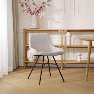 Noa-Isa eetkamerstoel beige gemêleerd - zwart onderstel