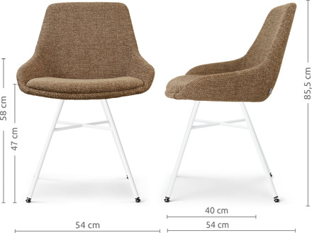 Noa-Isa eetkamerstoel bruin blend - wit onderstel
