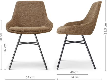 Noa-Isa eetkamerstoel bruin blend - zwart onderstel