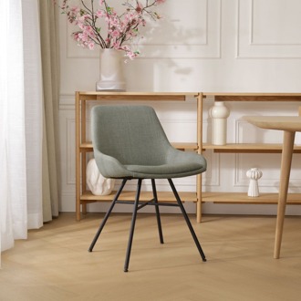 Noa-Isa eetkamerstoel saliegroen - zwart onderstel