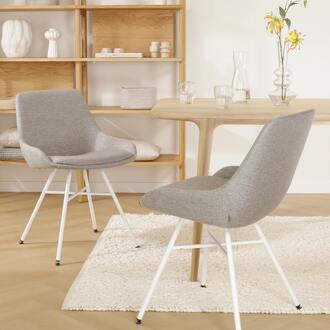 Noa-Isa eetkamerstoel warm grijs - wit onderstel