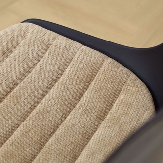 Noa-Liv eetkamerstoel zwart met nougatbruin zitkussen - wit onderstel