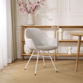 Noa-Mae eetkamerstoel beige gemêleerd - wit onderstel