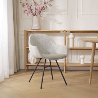 Noa-Mae eetkamerstoel beige gemêleerd - zwart onderstel