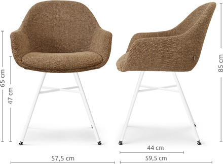 Noa-Mae eetkamerstoel bruin blend - wit onderstel