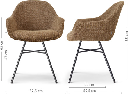 Noa-Mae eetkamerstoel bruin blend - zwart onderstel