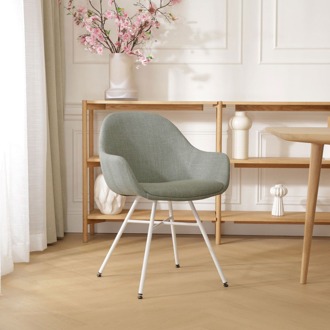Noa-Mae eetkamerstoel saliegroen - wit onderstel