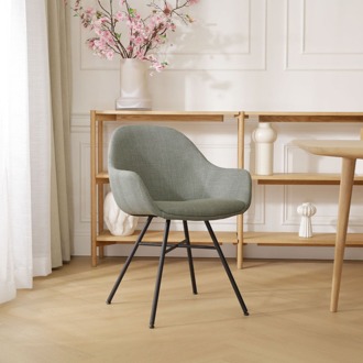 Noa-Mae eetkamerstoel saliegroen - zwart onderstel