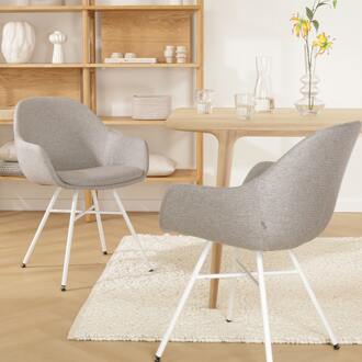 Noa-Mae eetkamerstoel warm grijs - wit onderstel