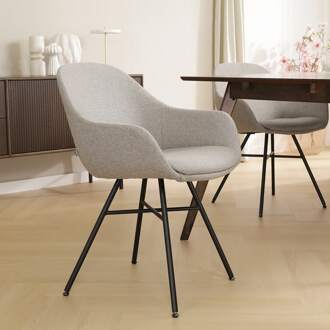 Noa-Mae eetkamerstoel warm grijs - zwart onderstel