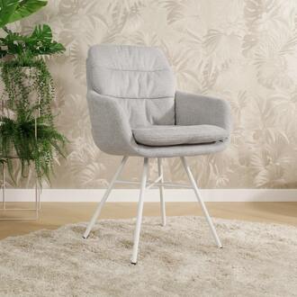 Noa-Mia eetkamerstoel grijs - wit onderstel - set van 2