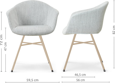 Noa-Otis eetkamerstoel grijs melange - beige onderstel