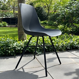 Noa-Pip kunststof tuinstoel wit - zwart onderstel