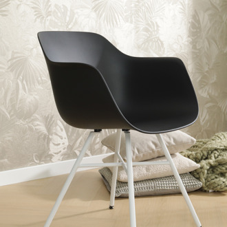 Noa-Puk eetkamerstoel zwart - wit onderstel - set van 2