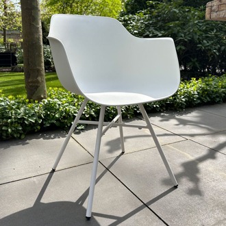Noa-Puk kunststof tuinstoel wit - wit onderstel