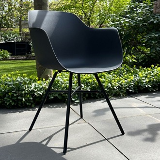 Noa-Puk kunststof tuinstoel wit - zwart onderstel