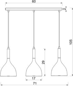 Noak hanglamp, 3-lamps, beige/goud, langwerpig, staal beige, goud