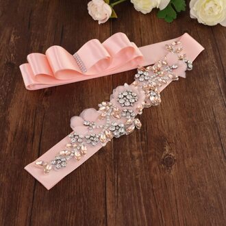Nobele Riem Bruiloft Accessoires Riem Trouwjurk Party Bloem Riem Strass Riem Kristal Diamant Riem Voor Vrouwen Meisje Dress Up Roze