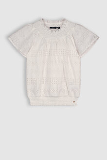 Nobell Meisjes blouse embroidery - Tyra - Sneeuw wit - Maat 122/128