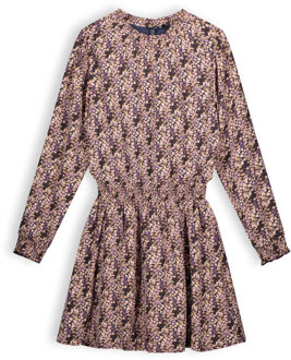 Nobell Meisjes jurk print - Moory - Donker roast bruin - Maat 122/128