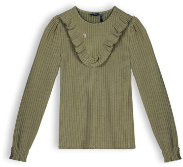 Nobell Meisjes shirt jersey - Kobo - Olijf groen - Maat 170/176