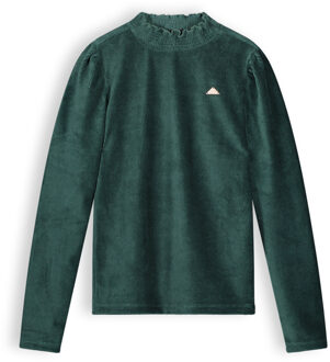 Nobell Meisjes shirt rib velours - Kobus - Pine groen - Maat 134/140