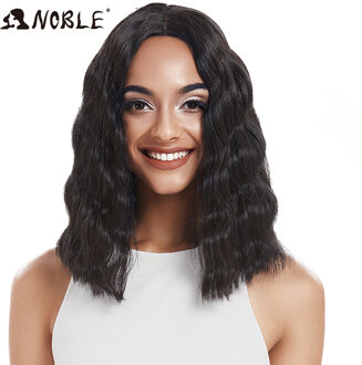 Noble Synthetische Lace Front Pruik 14 Inch Krullend Bob Pruiken Voor Zwarte Vrouwen Synthetische Bob Pruik Synthetische Lace Front Pruik 1B
