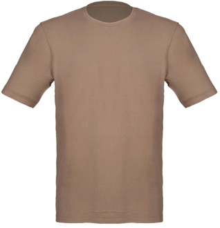 Nocciola Crepe Katoenen T-shirt met Zijopeningen Gran Sasso , Brown , Heren - 2Xl,L,5Xl,3Xl,4Xl