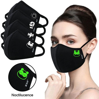 Noctilucence Mask Reusable Breathable Mouth Mask Protective Mask Black Washable Face Cover Ear Hook Mouth Muffle mascarilla