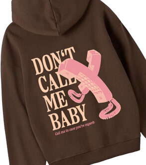 Noem me geen baby Hoodie Geborsteld Oversize Bruin SUPERB vrouw