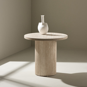 Nohr houten salontafel beige - Ø 50 cm