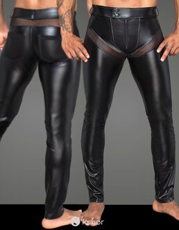 Noir Handmade Lange wetlook heren broek (XL) - Maat: XL